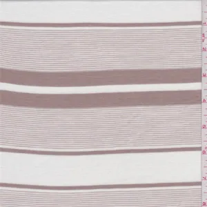 1 1/2 YD PC-White/Tan Stripe Lyocell Jersey Knit Fabric