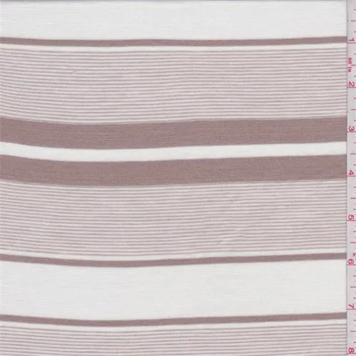 1 1/2 YD PC-White/Tan Stripe Lyocell Jersey Knit Fabric