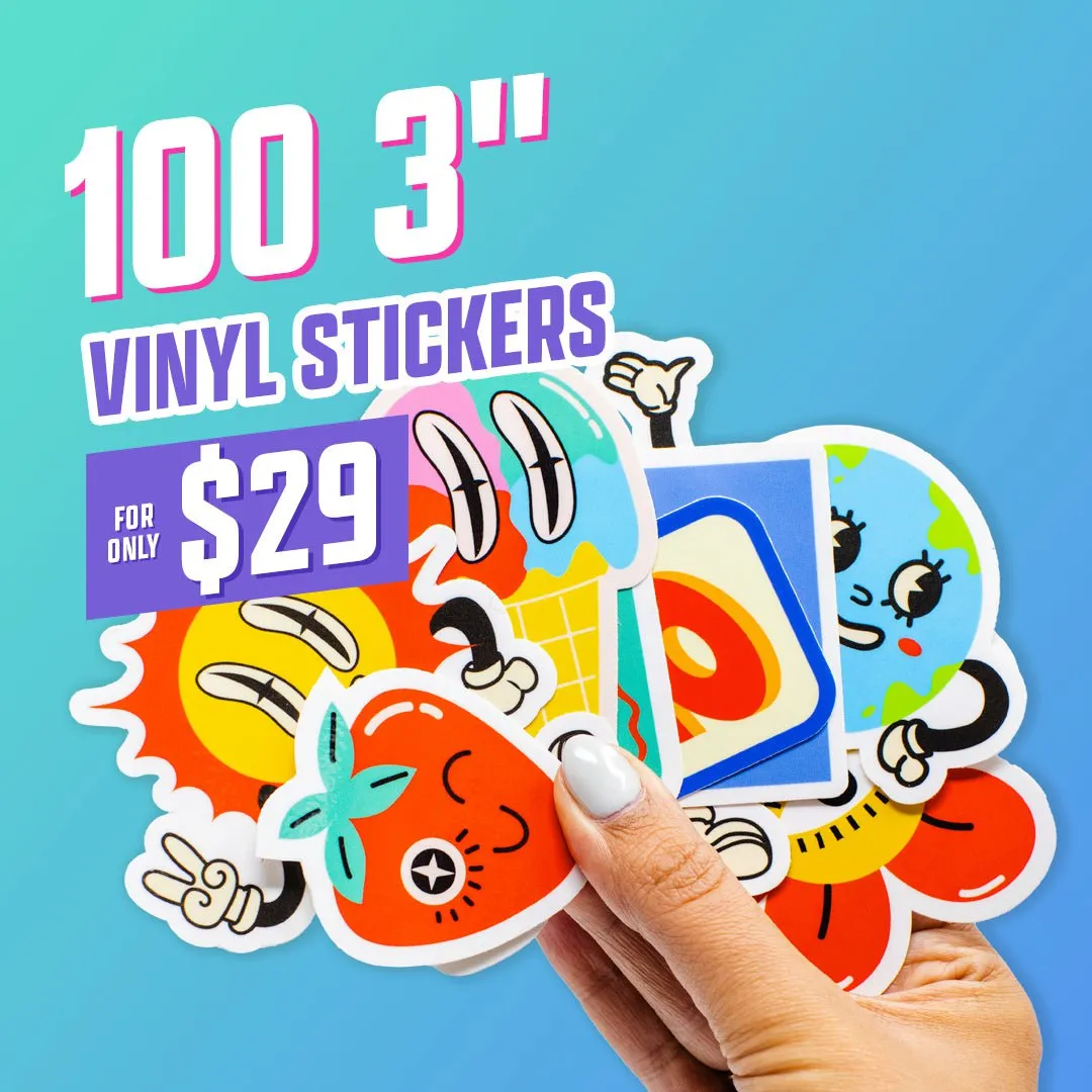 100 3" Custom Vinyl Stickers