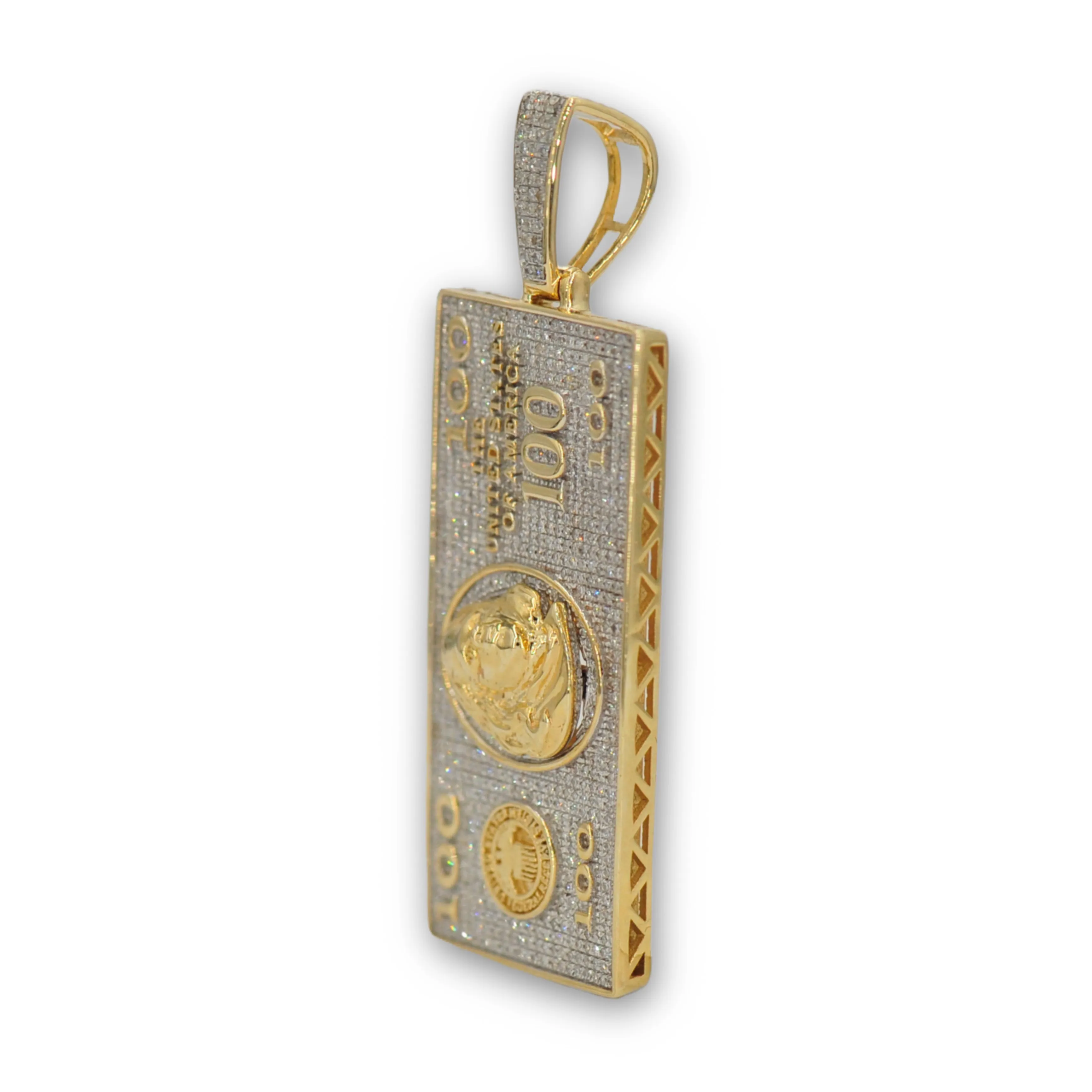 10K Benjamin Franklin Bill Pendant