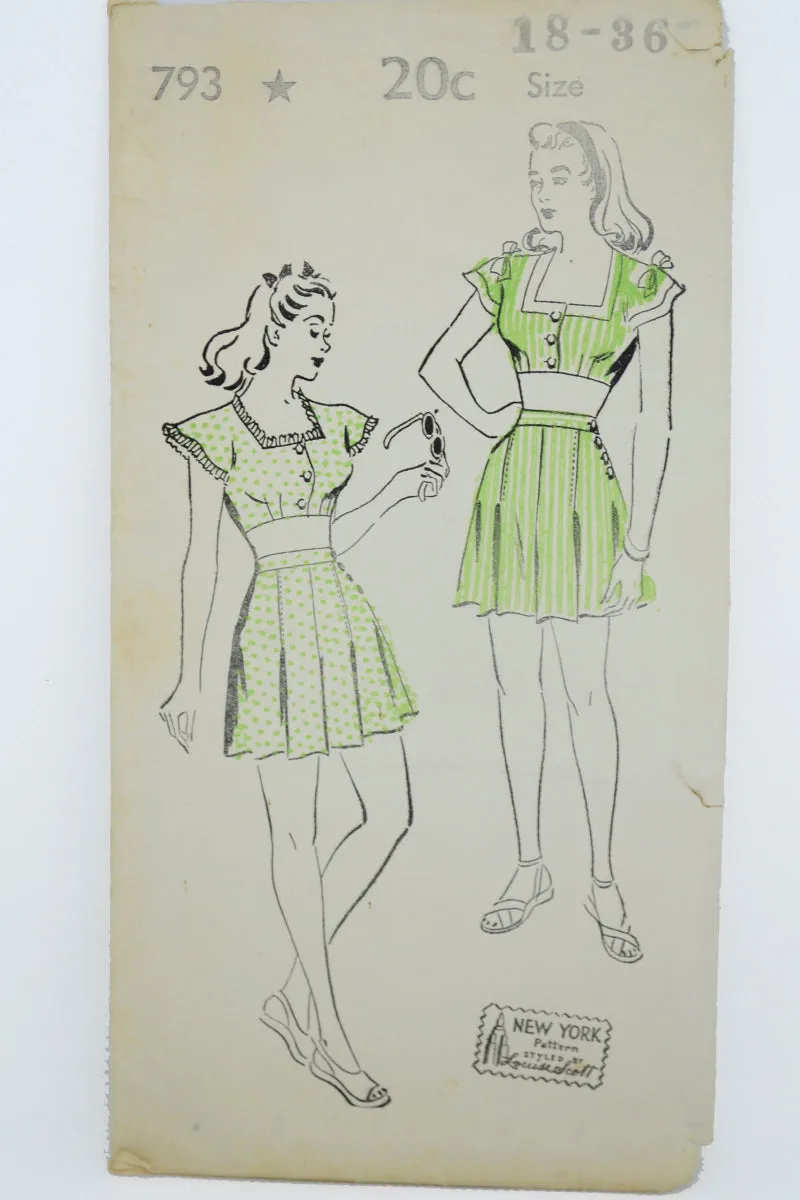 1940s New York 793 Vintage Shorts & Top Playsuit Sewing Pattern