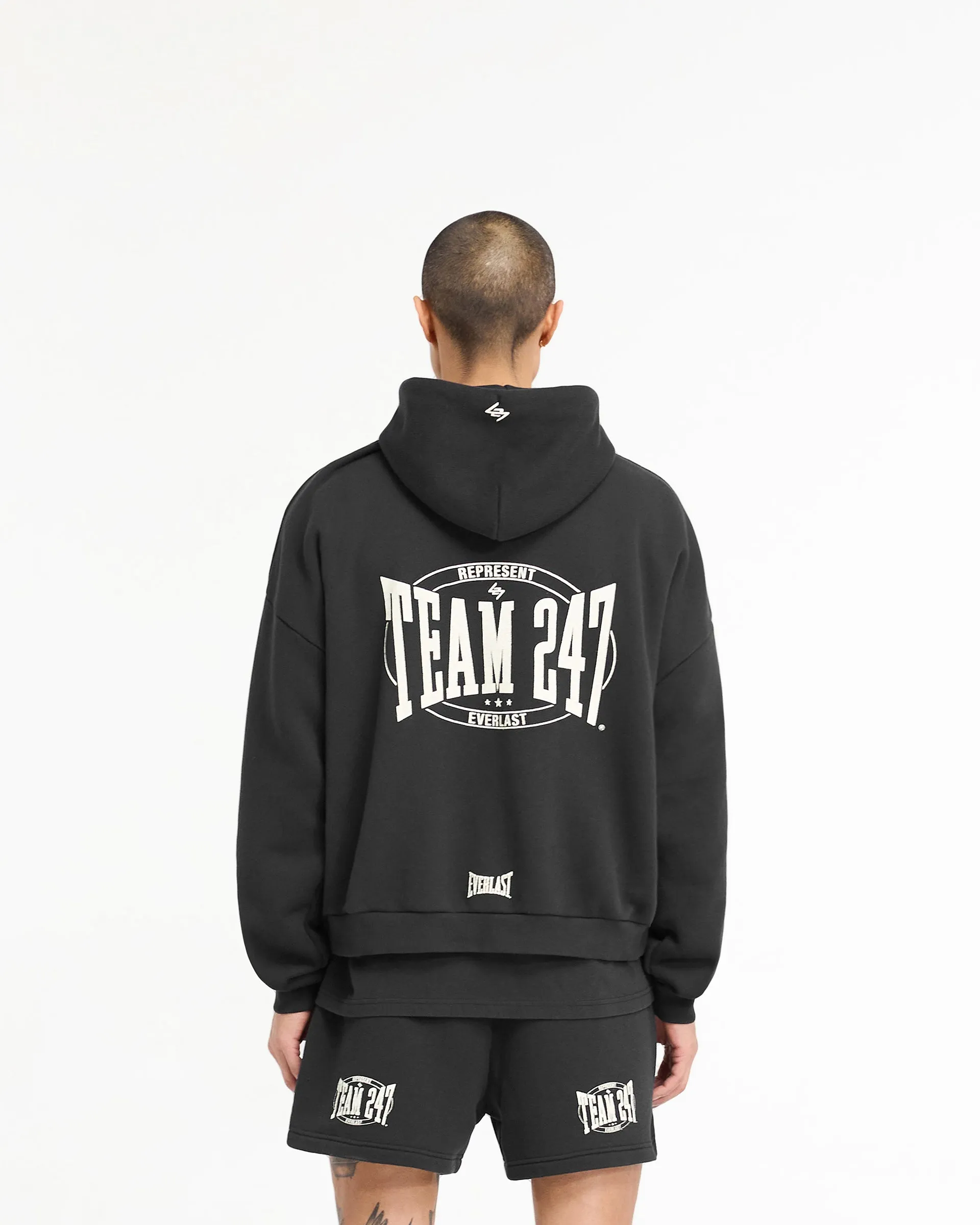 247 X Everlast Training Camp Boxy Hoodie - Off Black