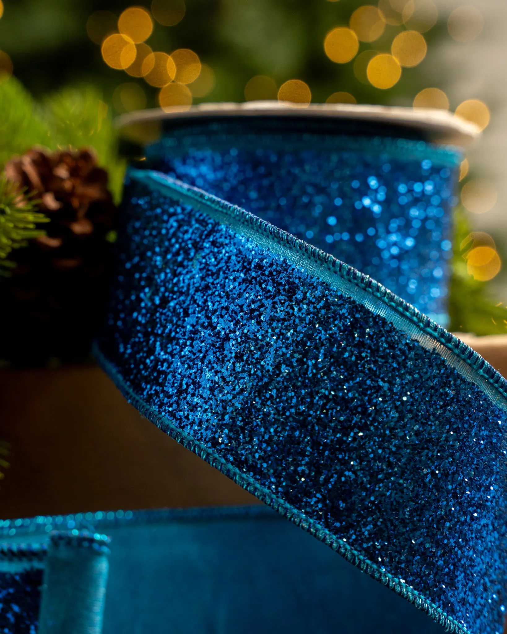 2.5" X 10YD Midnight Blue Full Glitter Ribbon