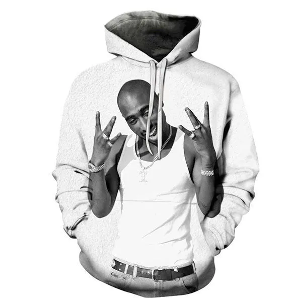 2Pac 3D Printed Hoodies for Men Rapper R.I.P Tupac