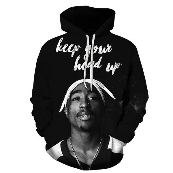 2Pac 3D Printed Hoodies for Men Rapper R.I.P Tupac