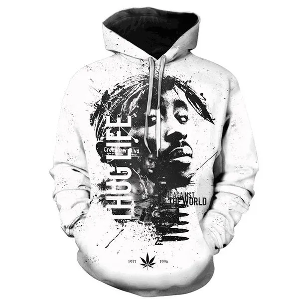 2Pac 3D Printed Hoodies for Men Rapper R.I.P Tupac