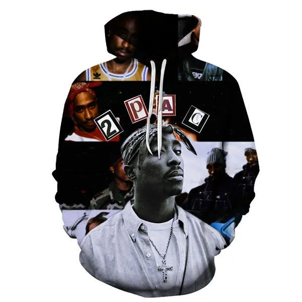 2Pac 3D Printed Hoodies for Men Rapper R.I.P Tupac