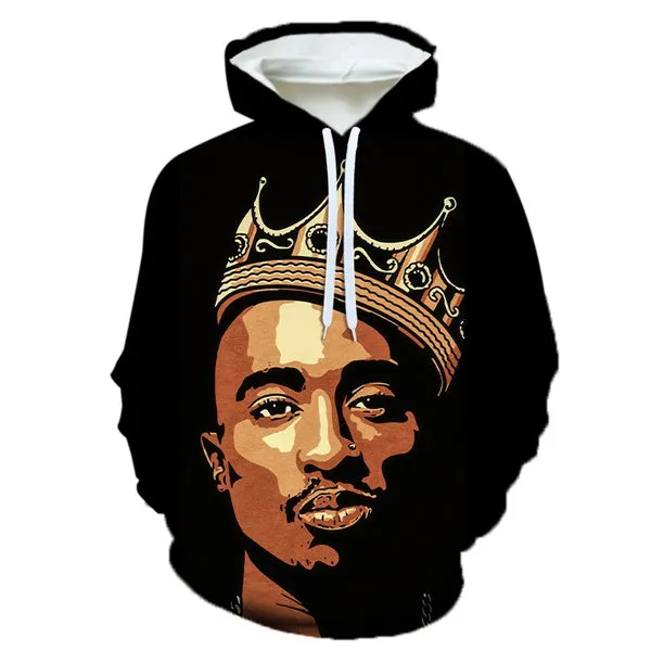 2Pac 3D Printed Hoodies for Men Rapper R.I.P Tupac