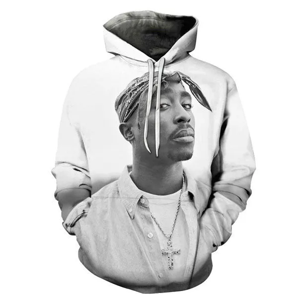 2Pac 3D Printed Hoodies for Men Rapper R.I.P Tupac