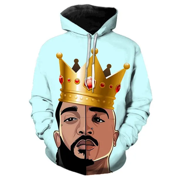 2Pac 3D Printed Hoodies for Men Rapper R.I.P Tupac