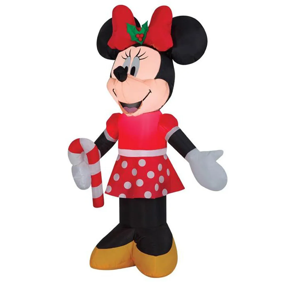 3.5' Airblown® Inflatable Minnie Mouse with Candy Cane by Gemmy