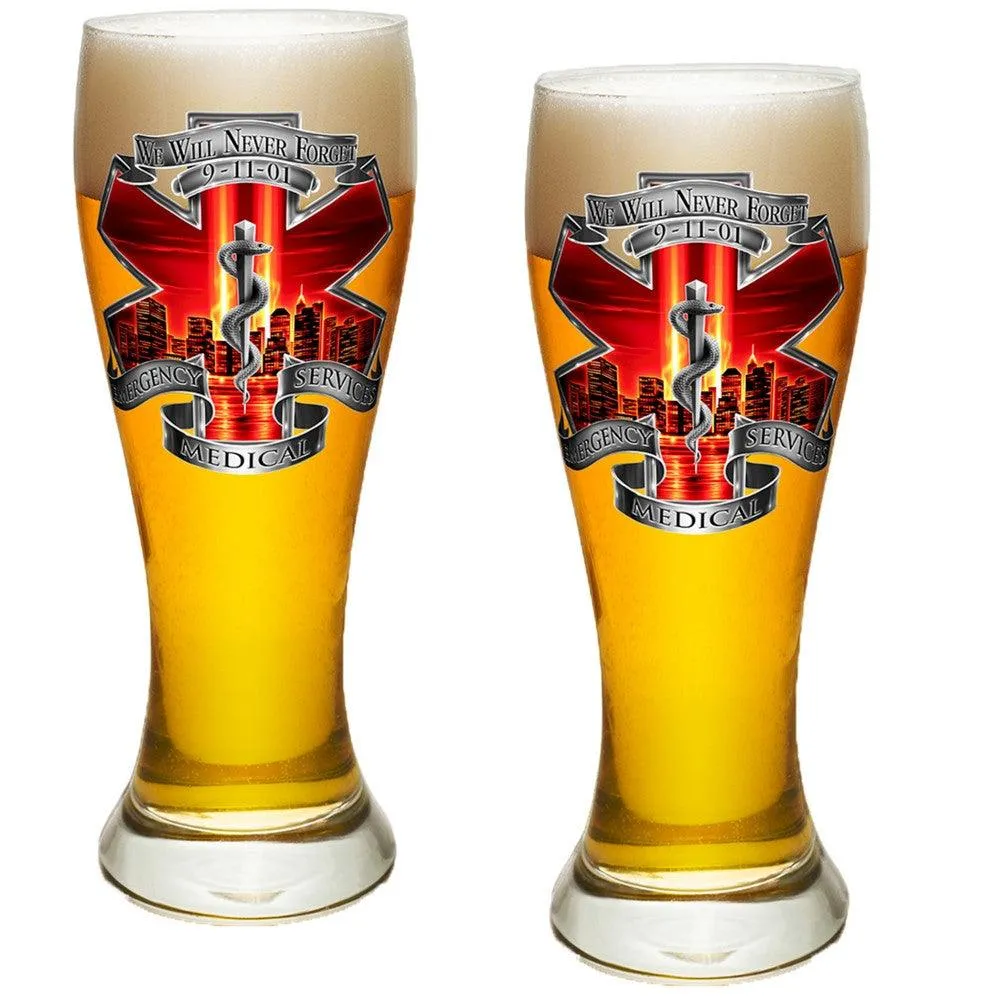 9/11 EMS Red Skies Pilsner Glass Set