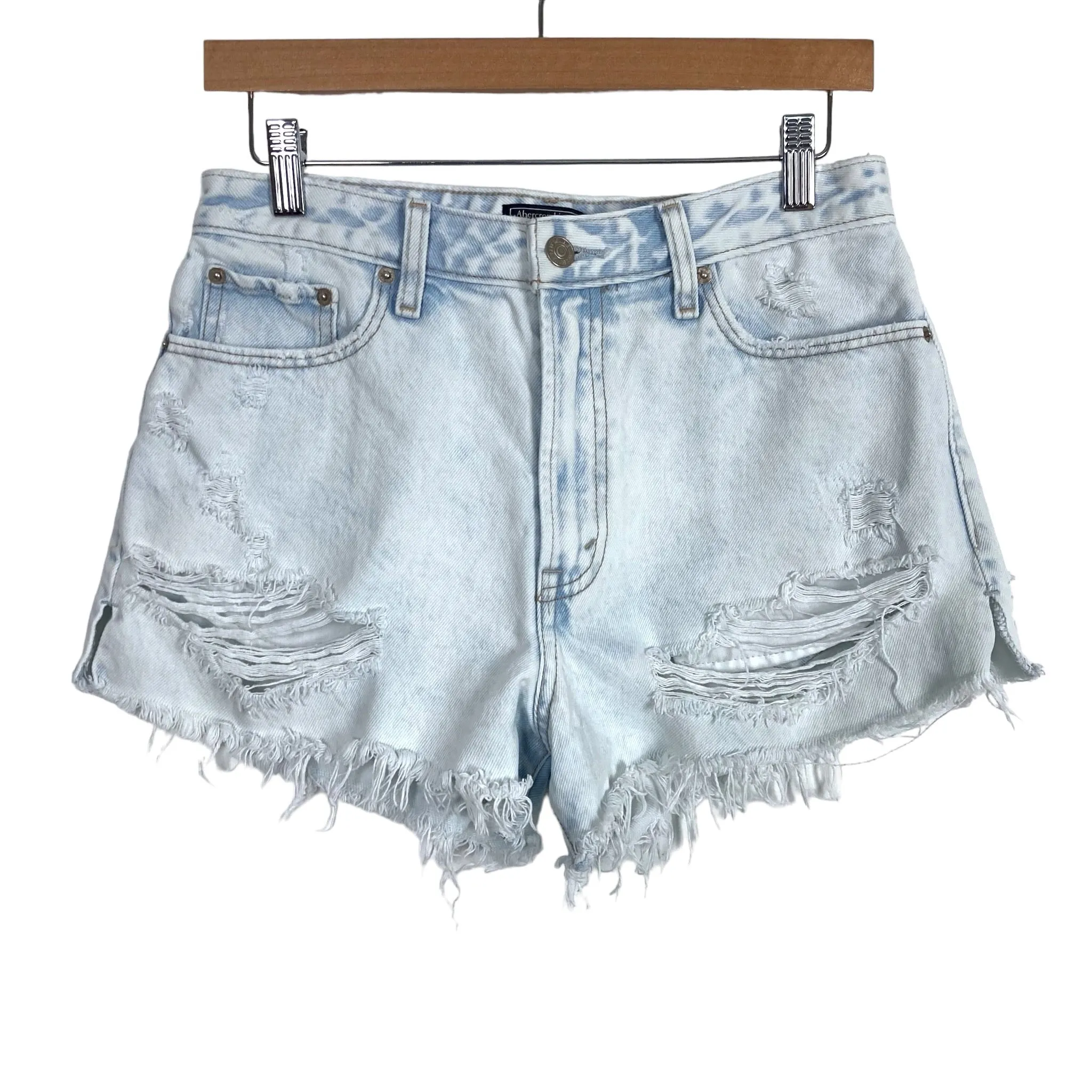 Abercrombie & Fitch Bleach Wash Distressed Annie High Rise Jean Shorts- Size 28/6