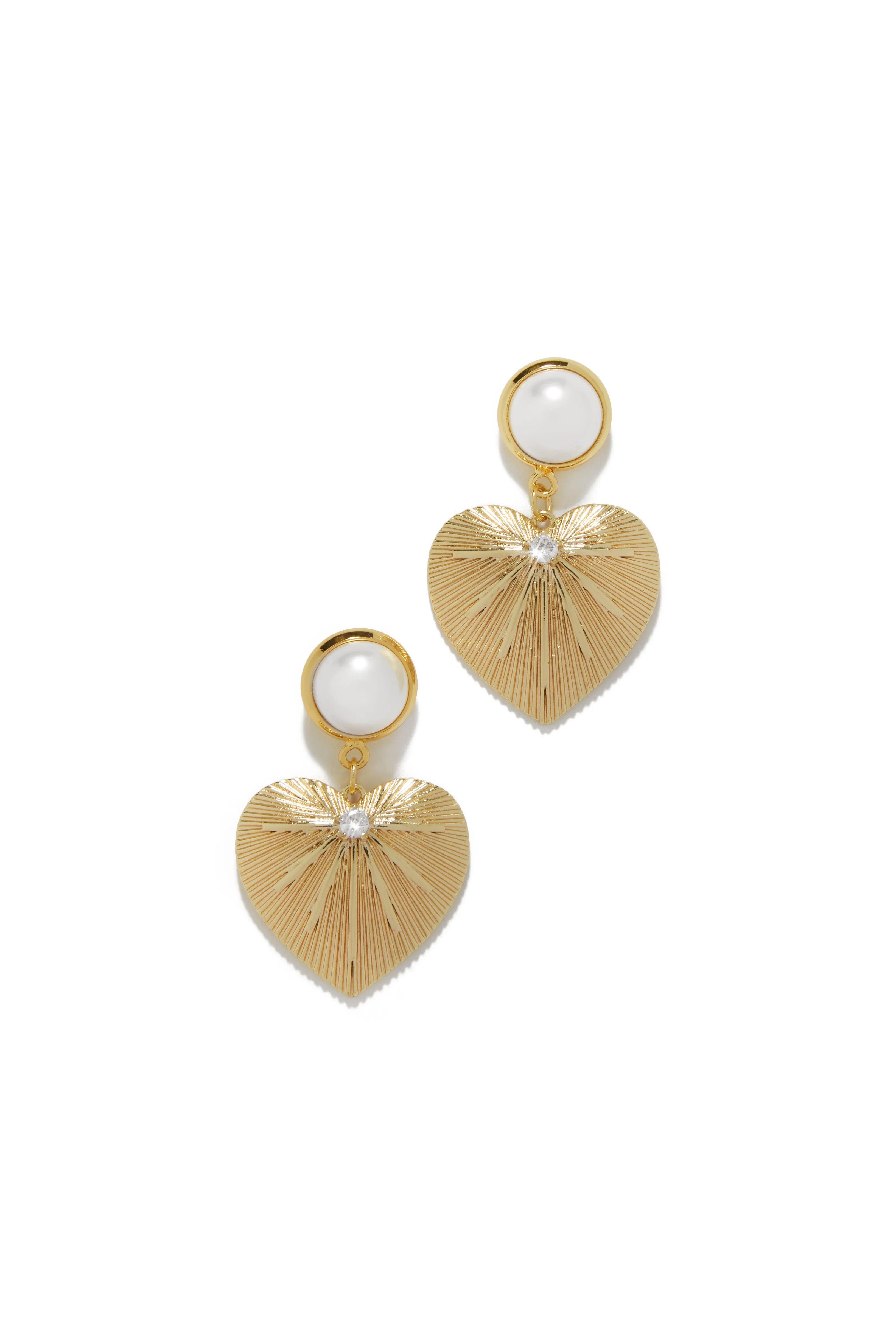 Adoria Heart Embellished Earring - Gold