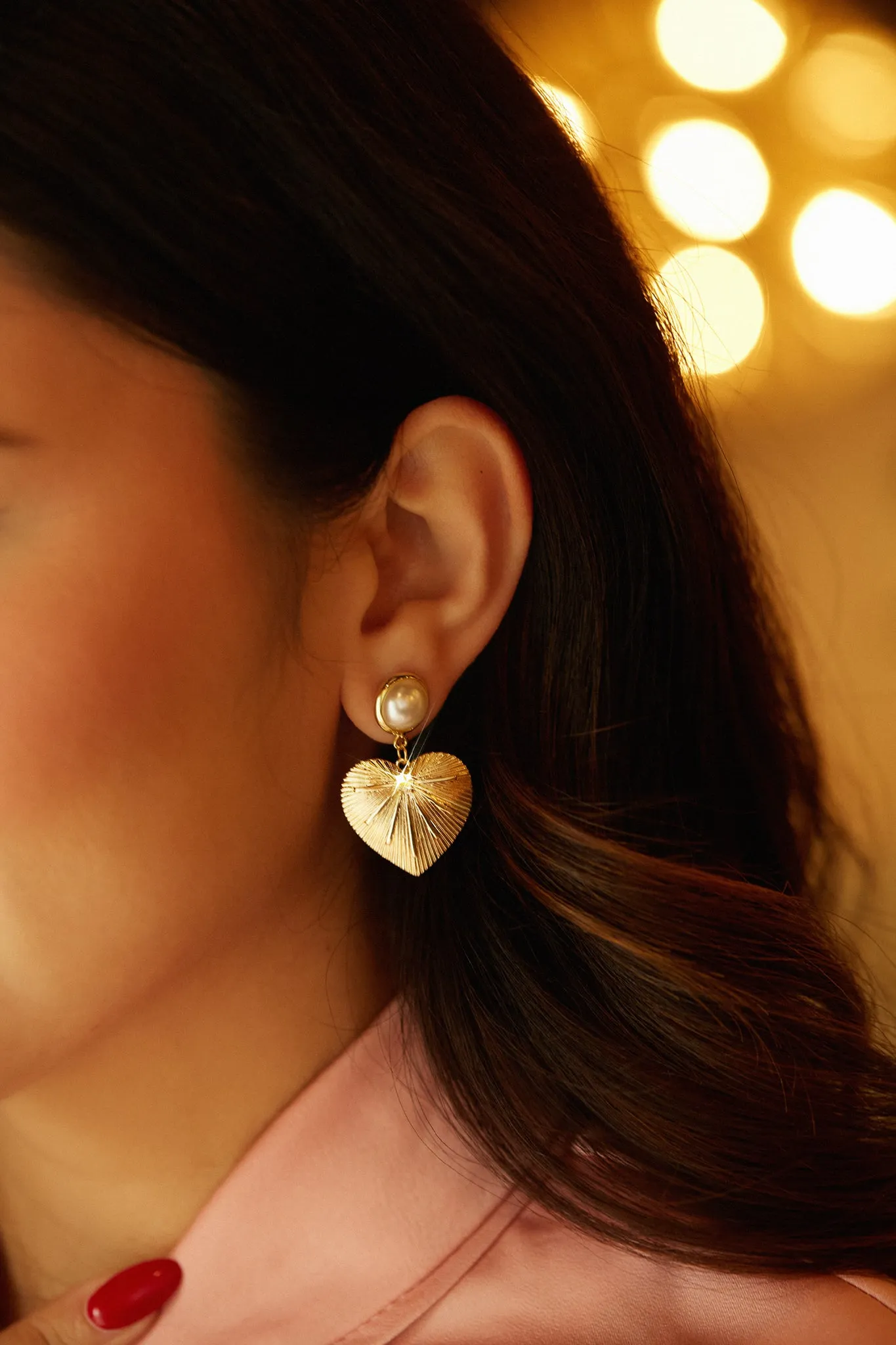 Adoria Heart Embellished Earring - Gold