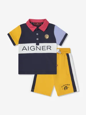 Aigner Baby Boys Polo Shirt And Shorts Set in Navy