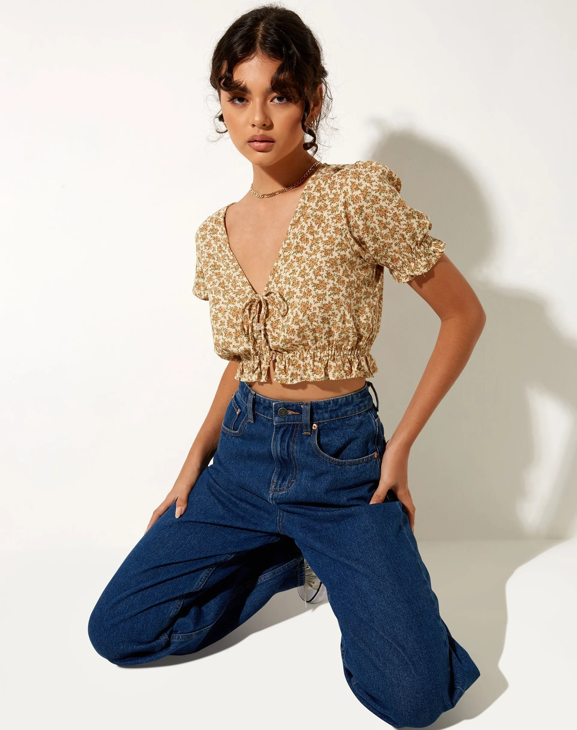 Aley Crop Top in Washed Ditsy