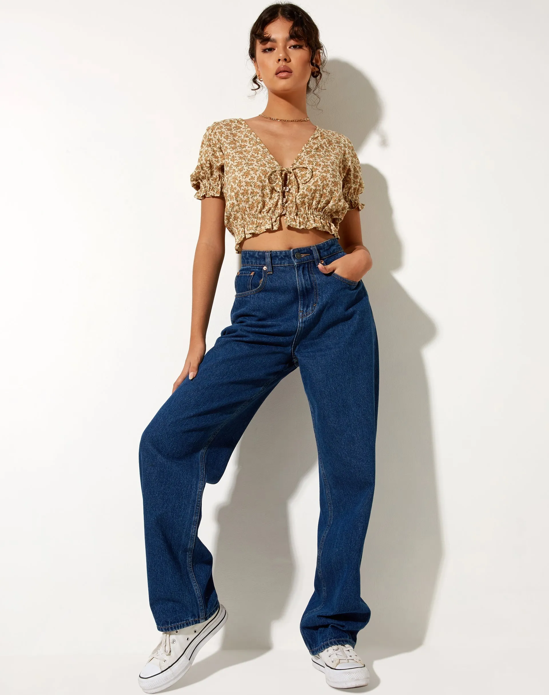 Aley Crop Top in Washed Ditsy