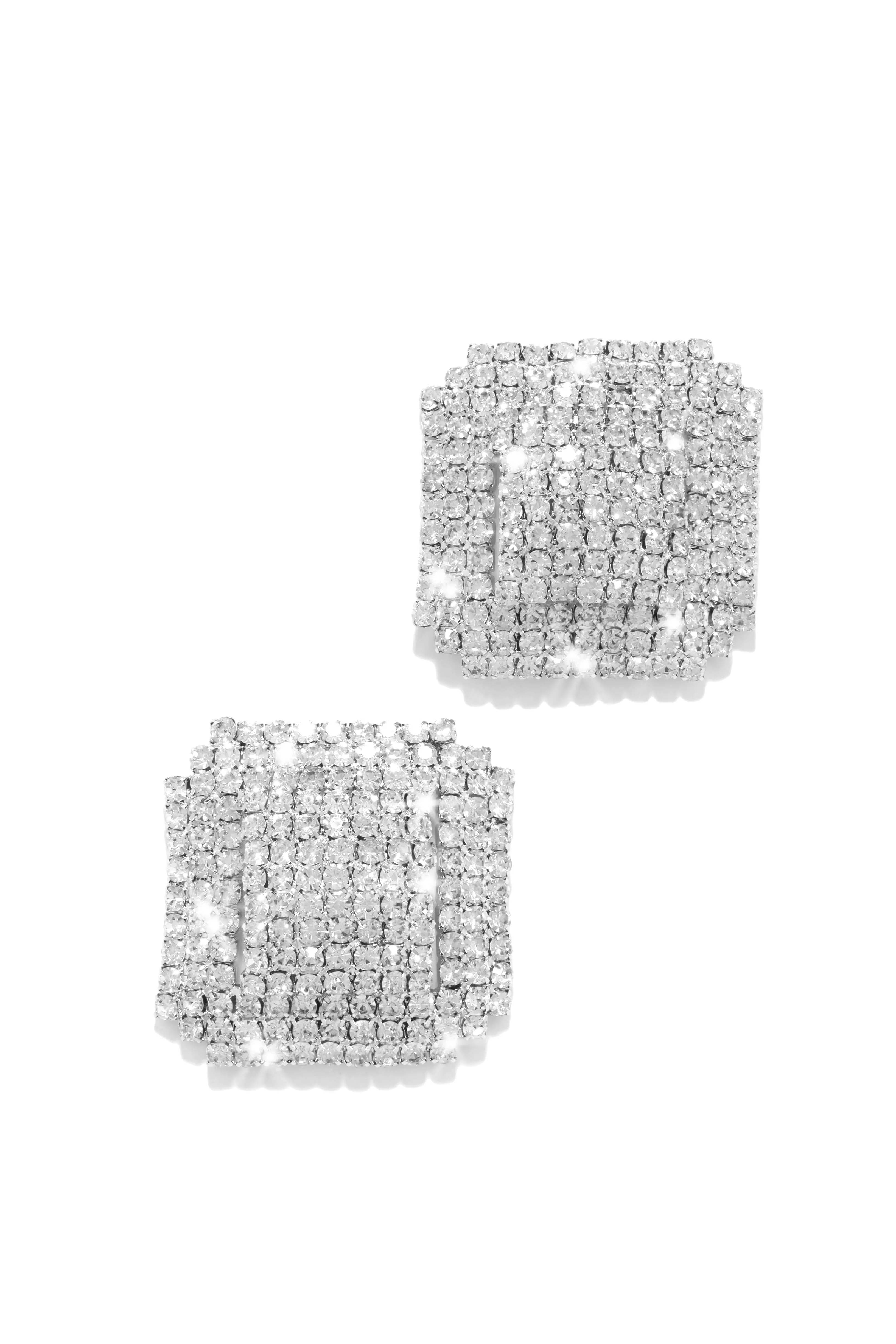 Alyson Embellished Statement Earring - Silver