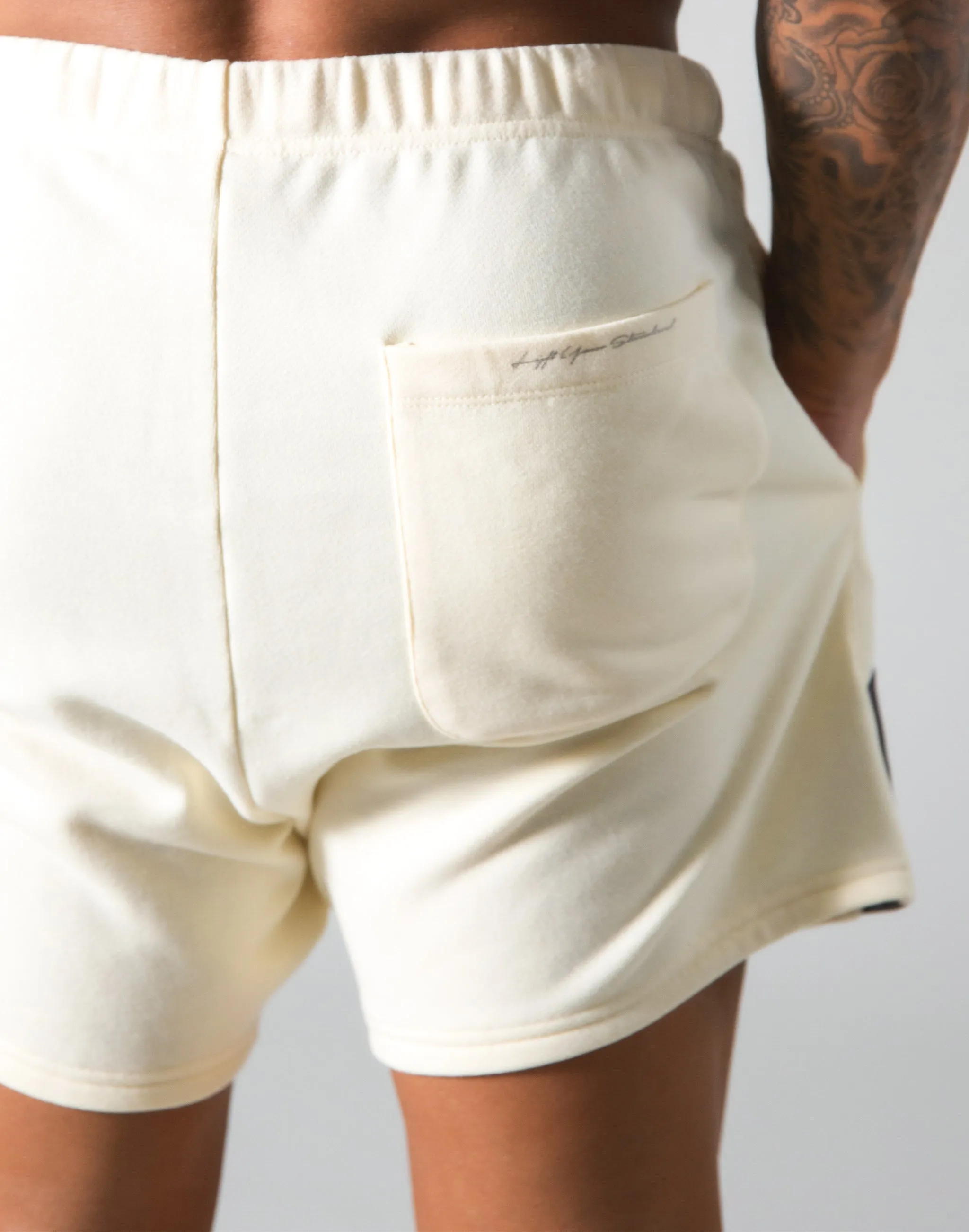 Angle Wide Line Sweat Shorts - Champagne