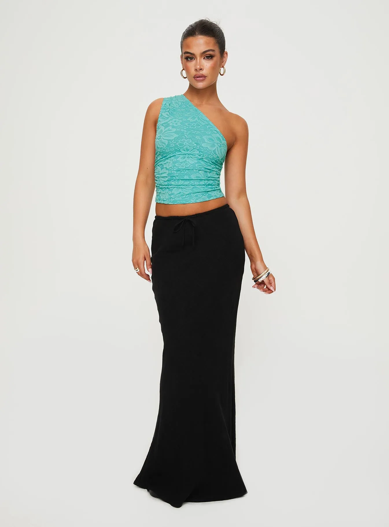 Annem One Shoulder Lace Blue