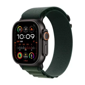 Apple Watch Ultra 2 GPS   Cellular 49mm Black Titanium Case with Dark Green Alpine Loop