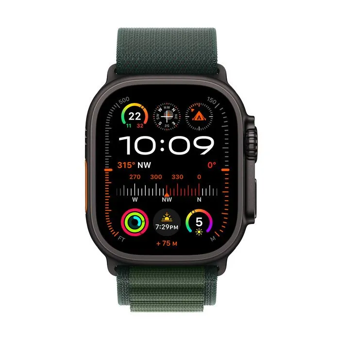 Apple Watch Ultra 2 GPS   Cellular 49mm Black Titanium Case with Dark Green Alpine Loop