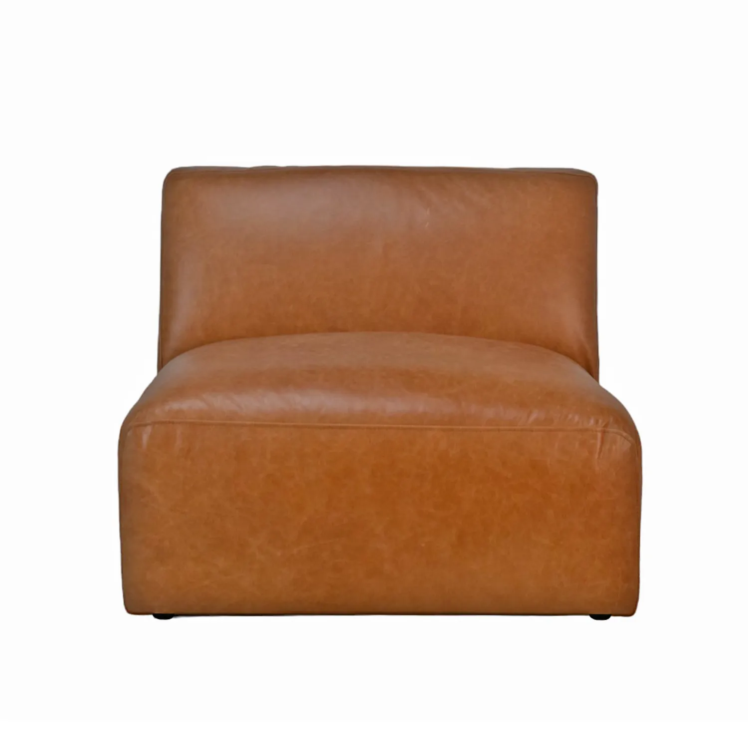 Aspen Distressed Cognac Leather Armless Lounge Chair