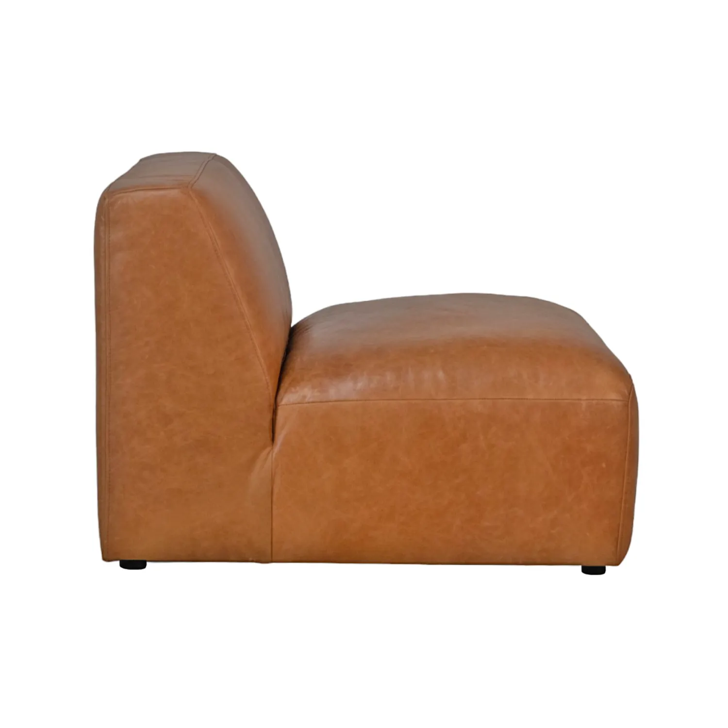 Aspen Distressed Cognac Leather Armless Lounge Chair