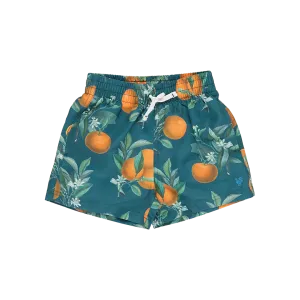 Baby Boys Swim Trunk - Green Botanical Oranges