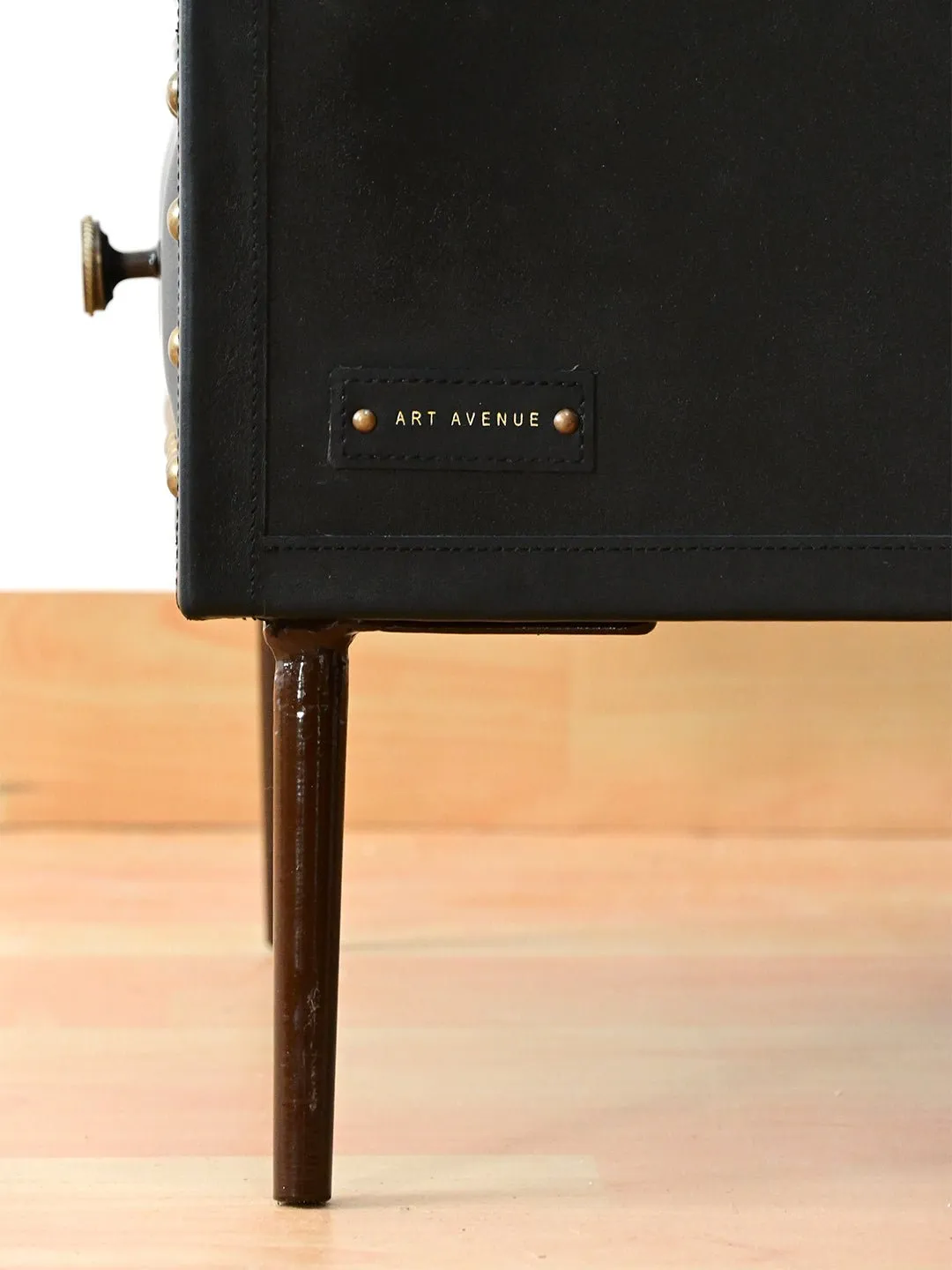 BALTIMORE - TWO DRAWER LEATHER SIDE TABLE