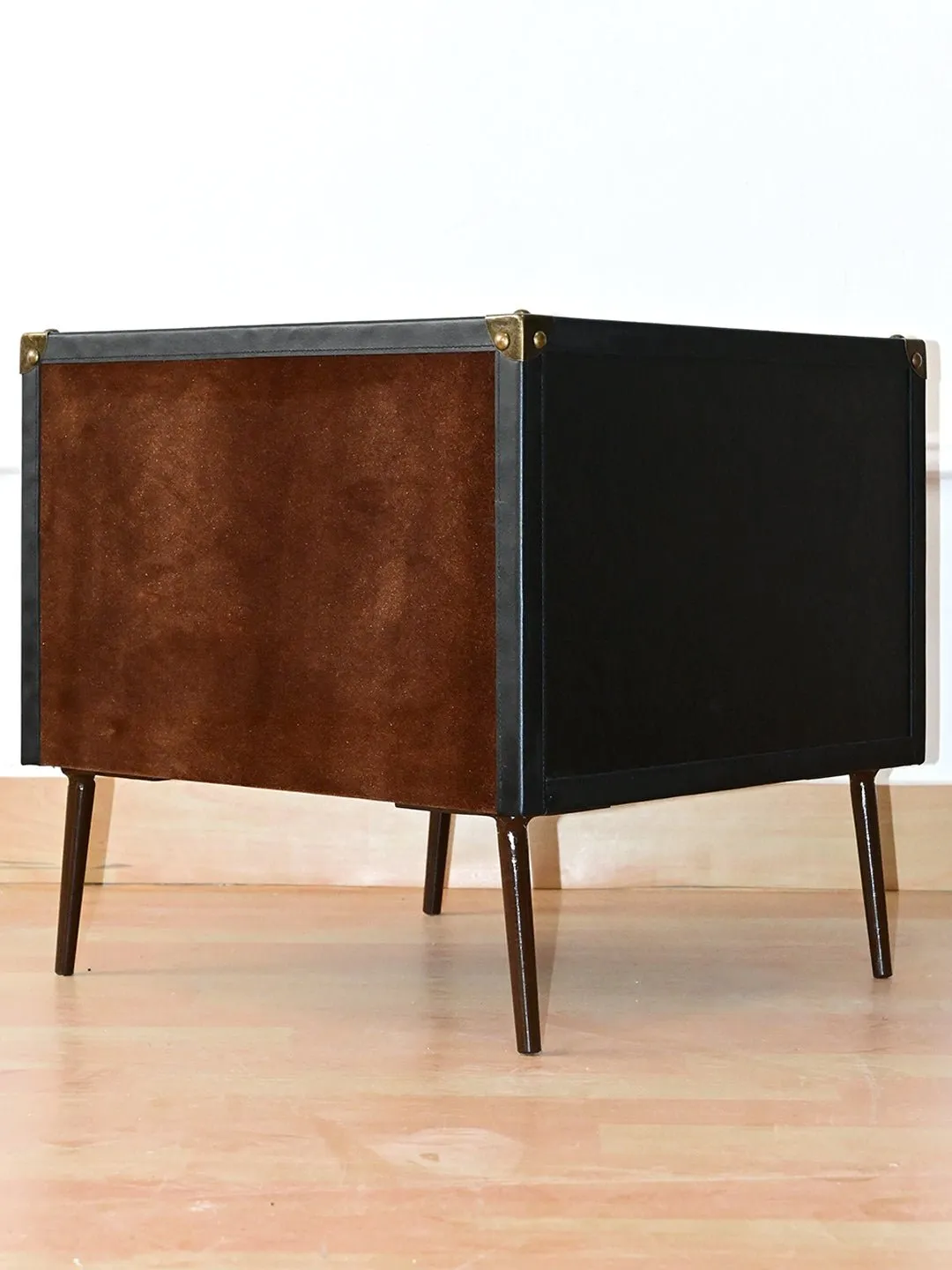 BALTIMORE - TWO DRAWER LEATHER SIDE TABLE