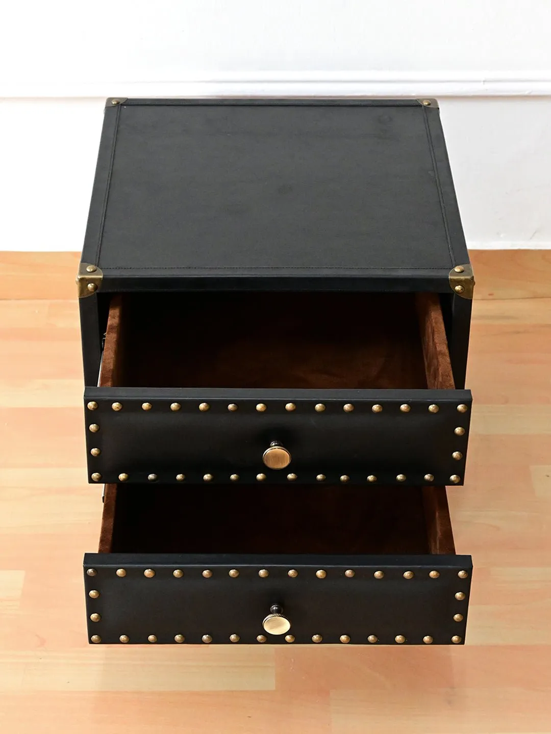 BALTIMORE - TWO DRAWER LEATHER SIDE TABLE