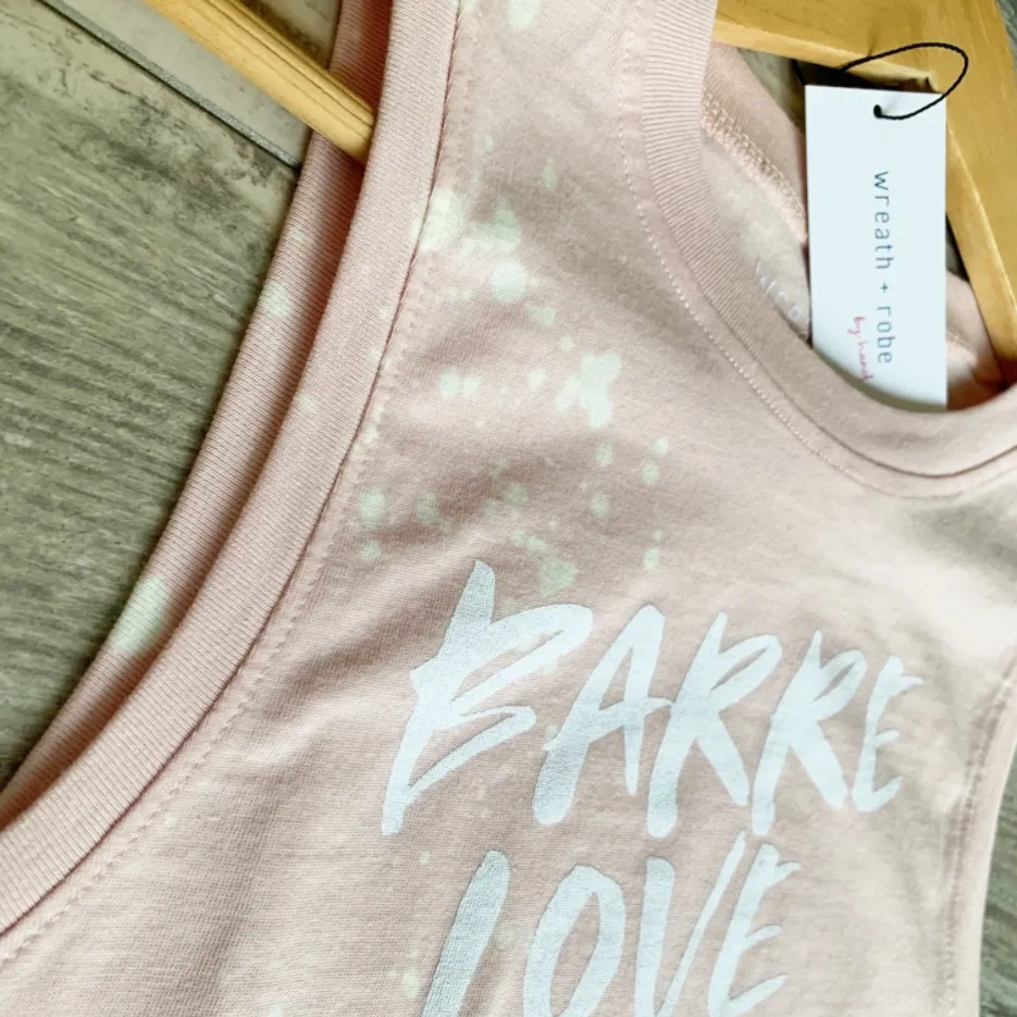 Barre Love Droplet Muscle Tank  - Faded Pink