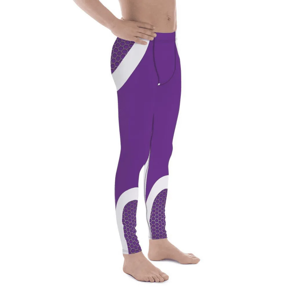 Beehive Geometric Men's Leggings Royal Purple