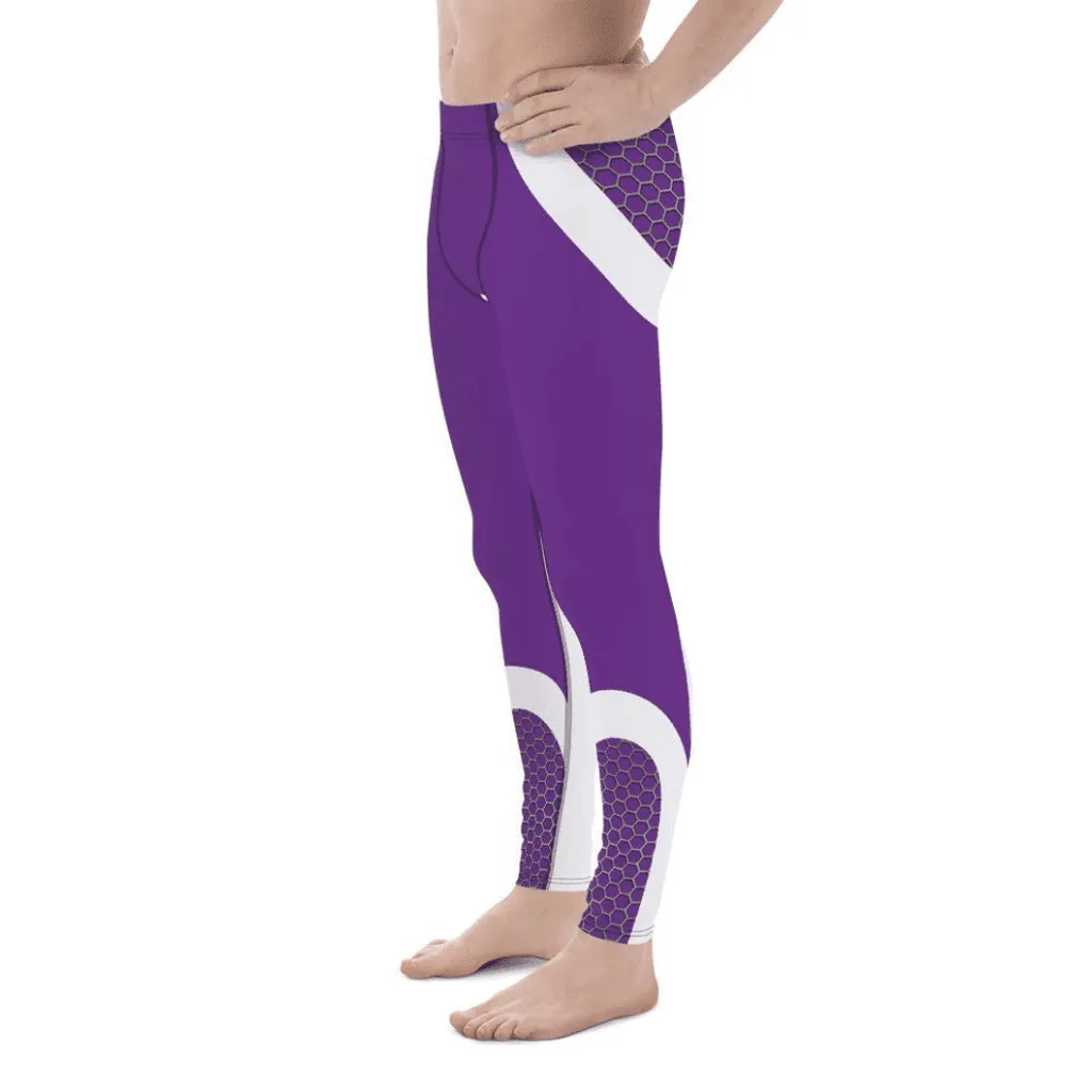 Beehive Geometric Men's Leggings Royal Purple