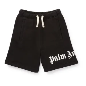 Black Cotton Logo Shorts