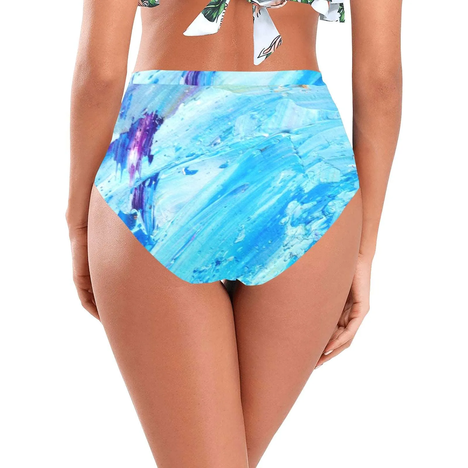 Blue Swirl Women's High-Waisted Bikini Bottom