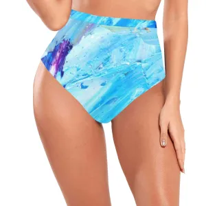 Blue Swirl Women's High-Waisted Bikini Bottom