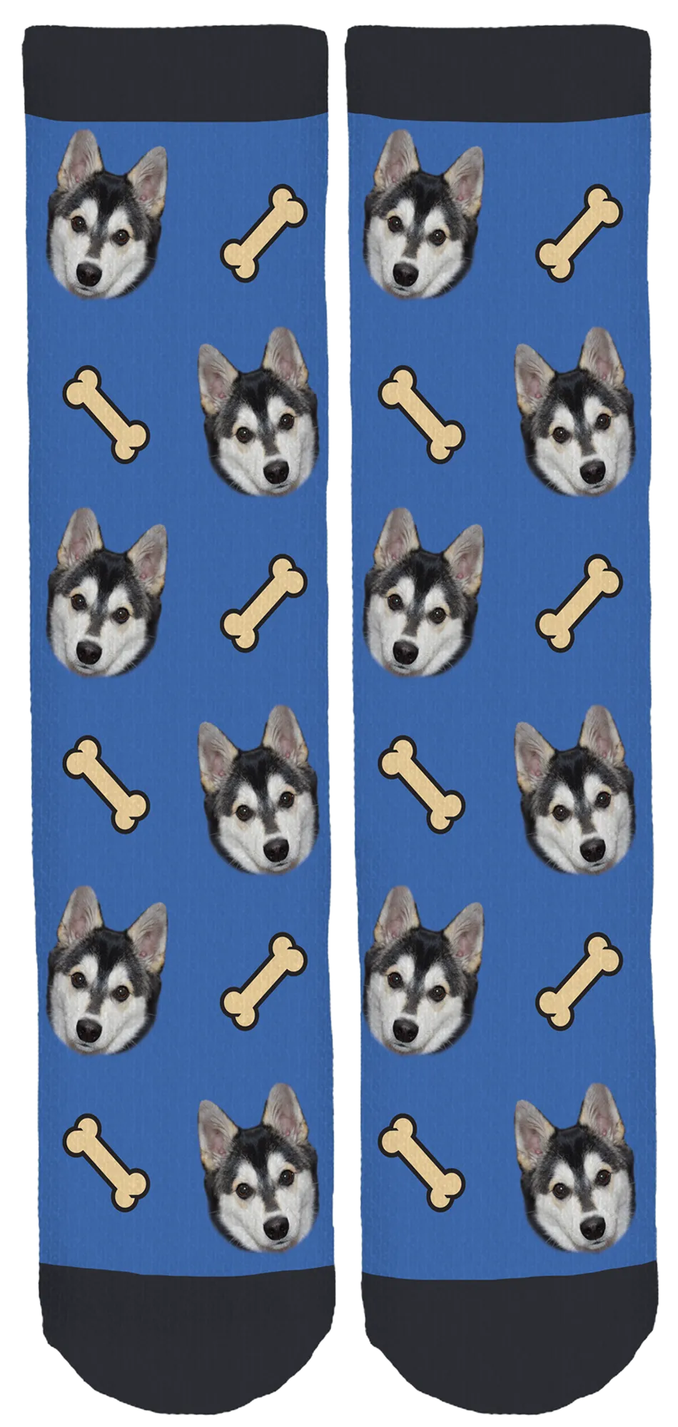 Blue Zeus the Pomsky Crew Socks