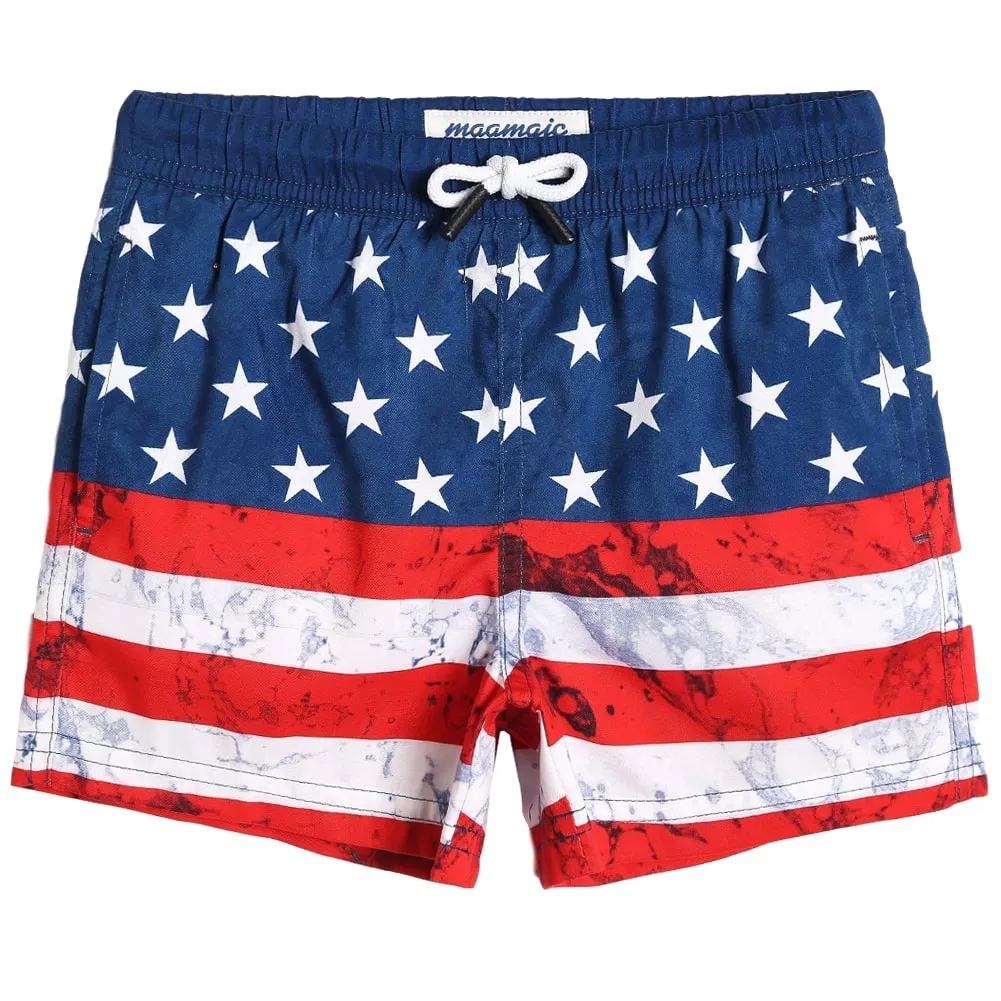 Boys American Flag Swim Trunk