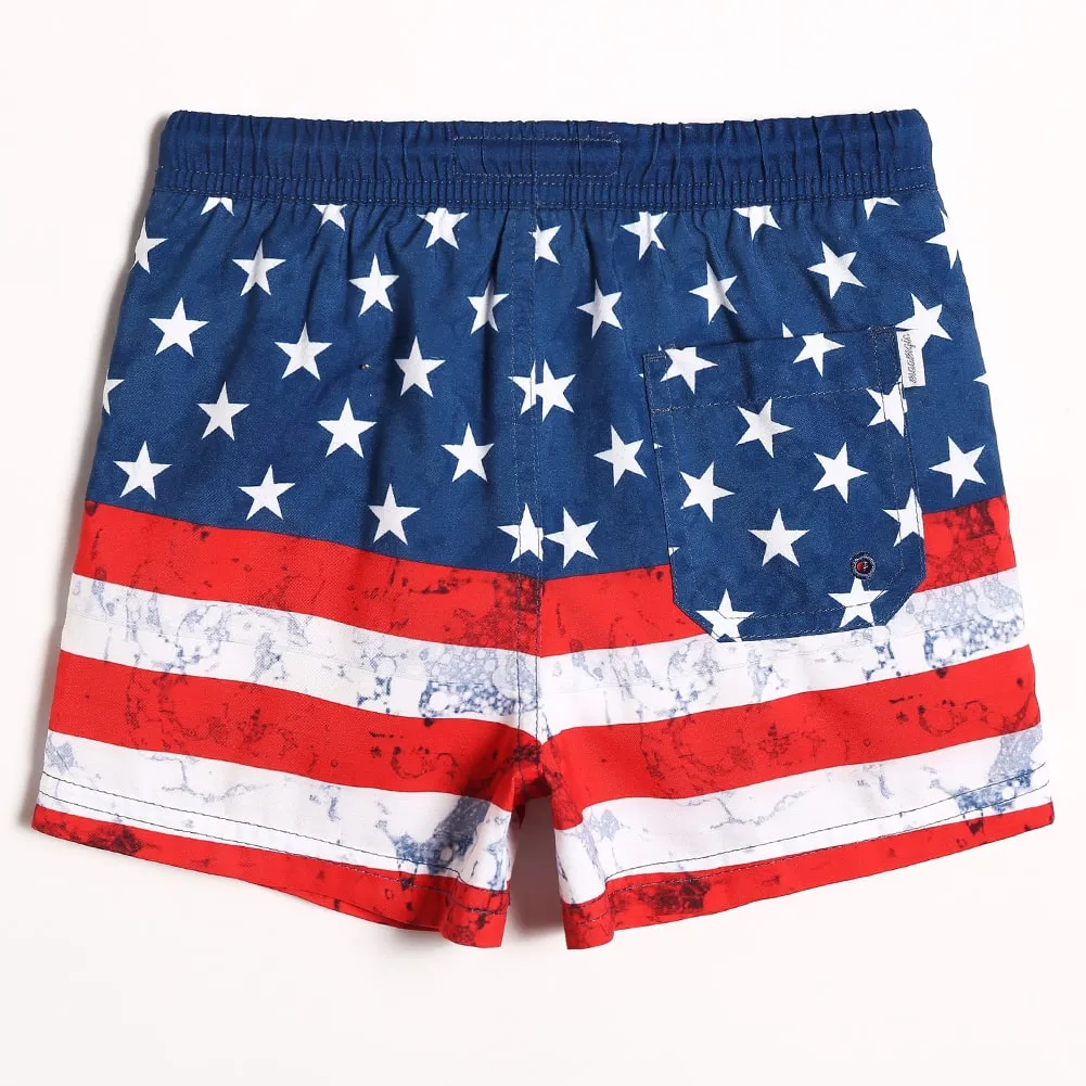 Boys American Flag Swim Trunk