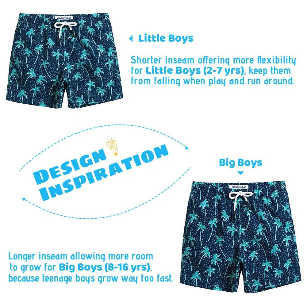 Boys Navy Blue Coconut Tree Swim Trunk