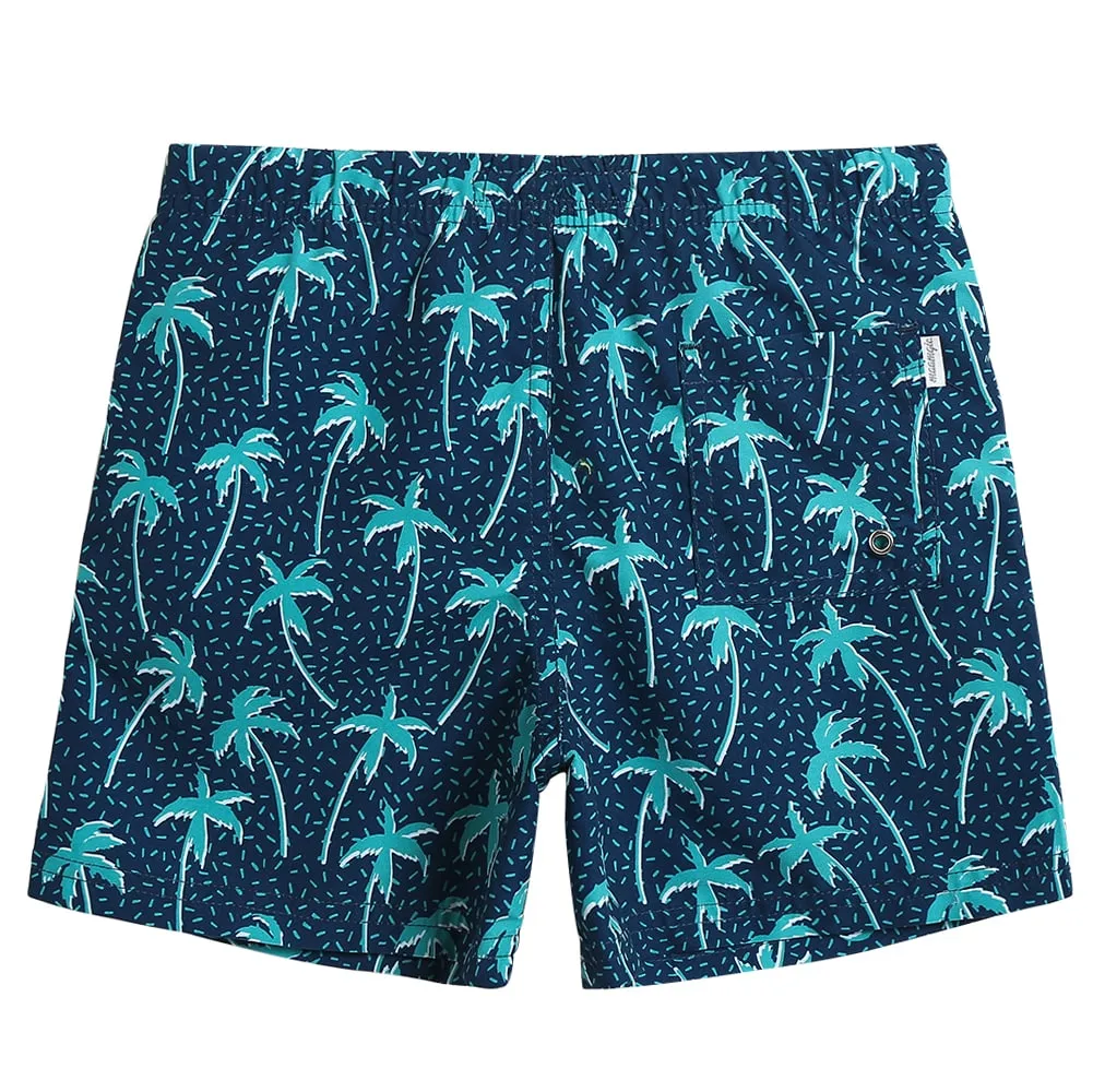 Boys Navy Blue Coconut Tree Swim Trunk