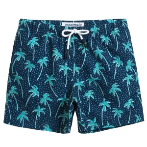 Boys Navy Blue Coconut Tree Swim Trunk