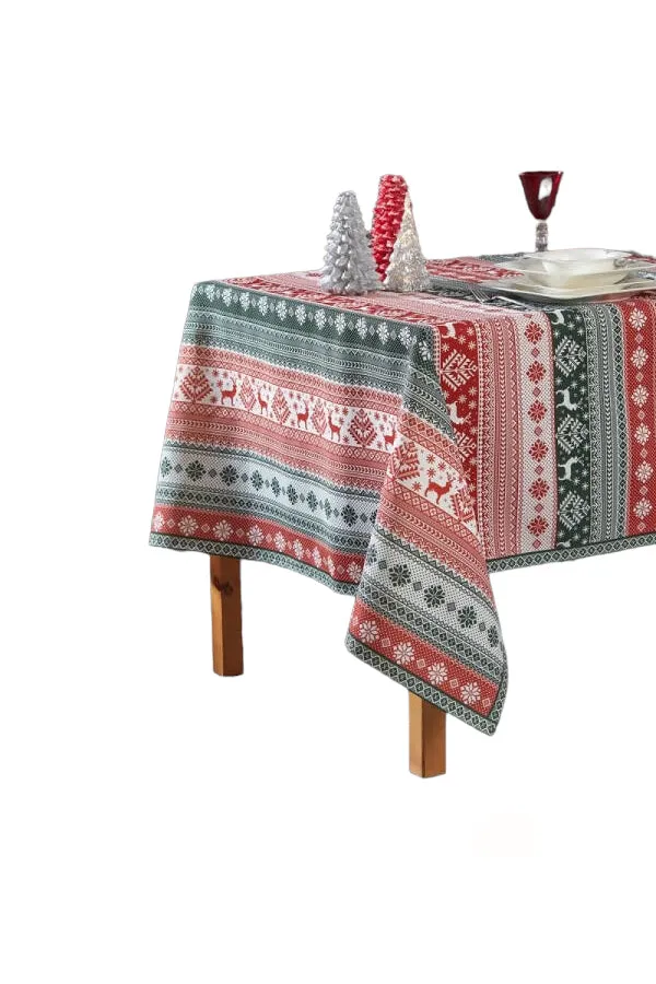 Christmas Themed Tablecloth, Deer Pattern Christmas Tablecloth, Holiday Decorating