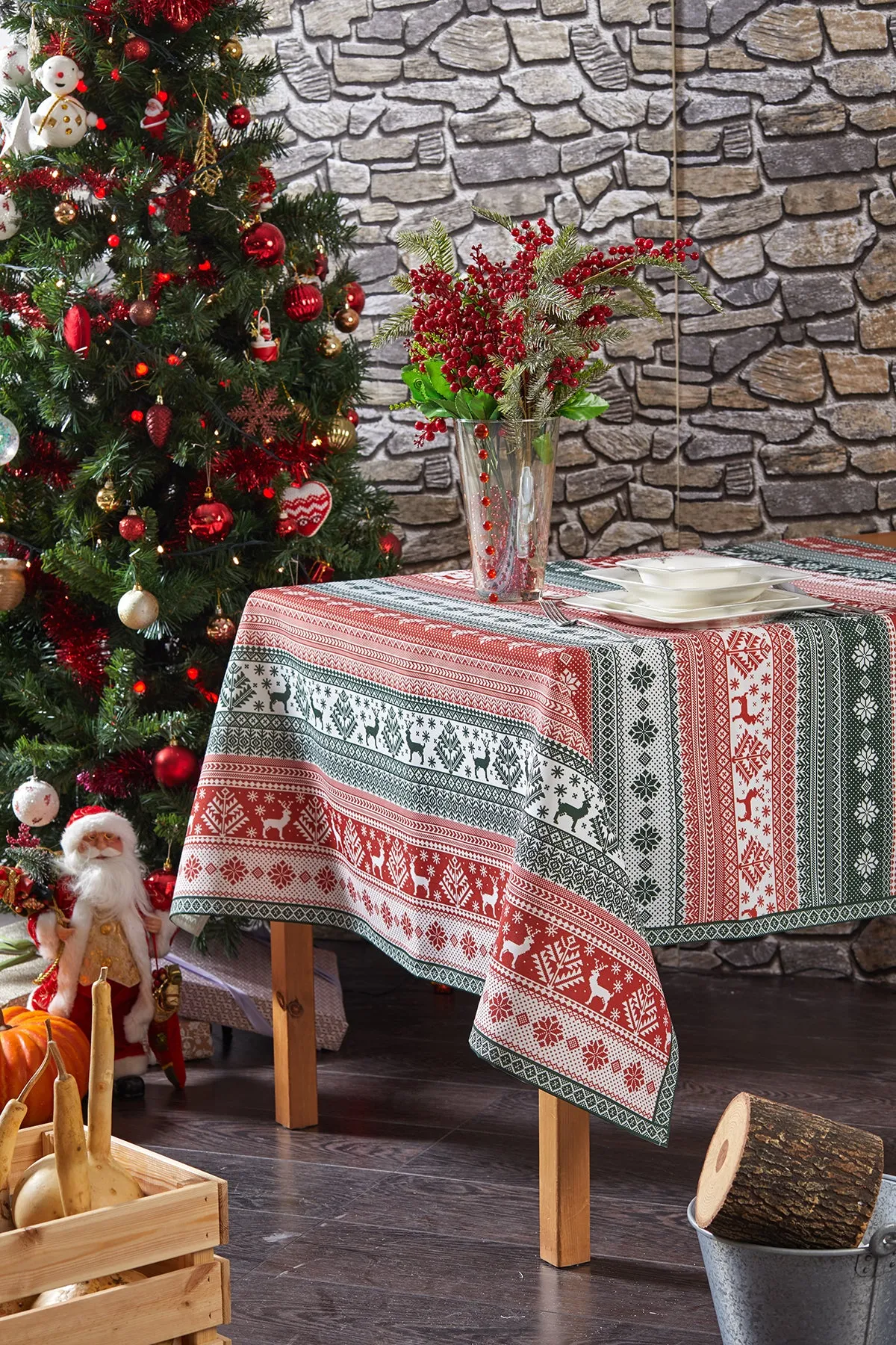 Christmas Themed Tablecloth, Deer Pattern Christmas Tablecloth, Holiday Decorating