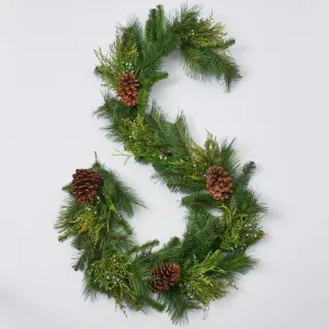 Classic Holiday Greens & Pinecone Christmas Front Door Garland Table Runner