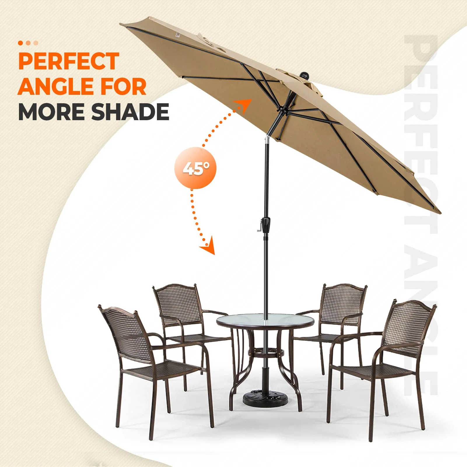 COOS BAY 10' Patio Umbrella Outdoor Market Table Umbrella with Push Button Tilt and Crank for Garden, Deck, Backyard, Pool and Beach, 8 Ribs