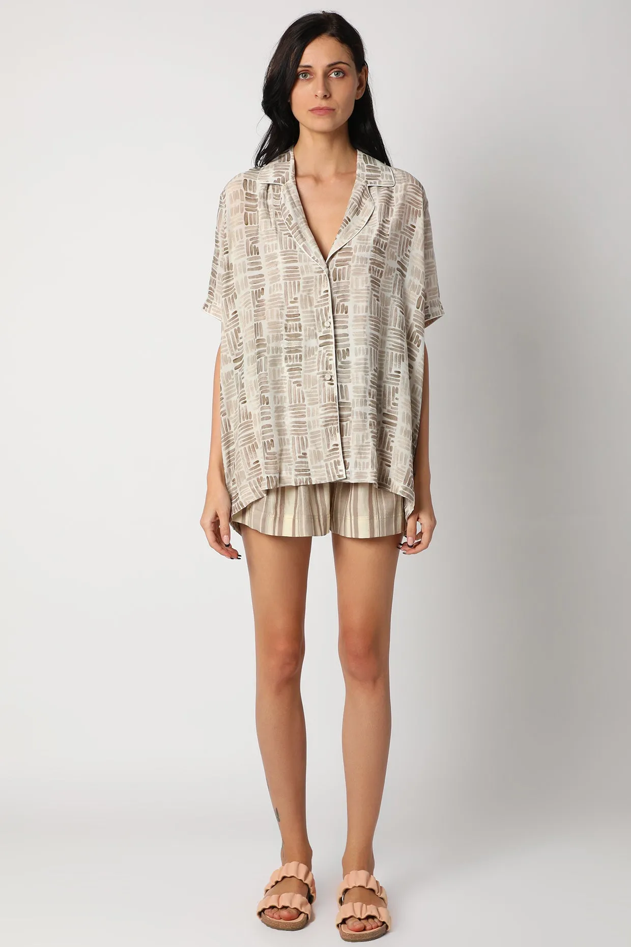 DE-STRESS print shirt and shorts set vVyom x deme | Limited Edition Loungewear